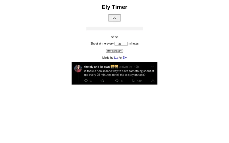 The Ely Timer web page
